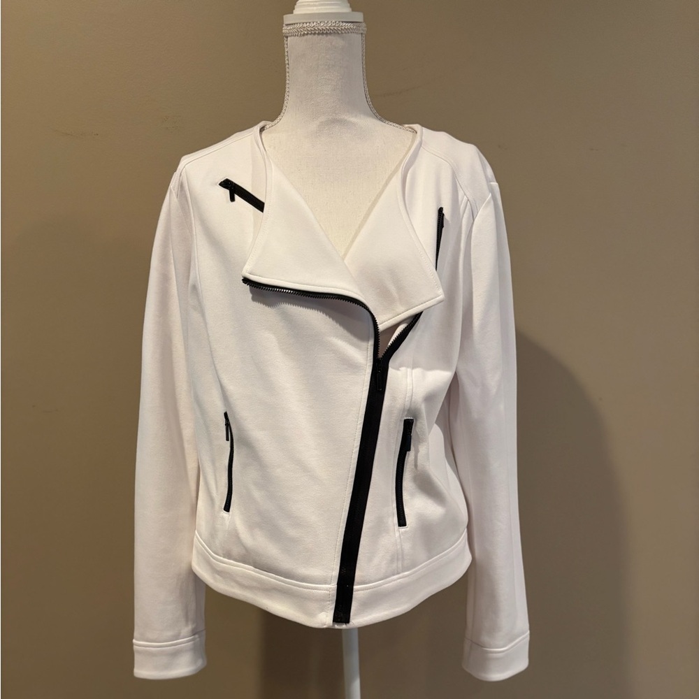 White Asymmetrical Zip Jacket